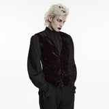 Silver Tongue Men's Velvet Gothic Waistcoat in Black & Red