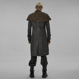 Huxley Steampunk Waxed Canvas Buckle Capelet Coat Men's