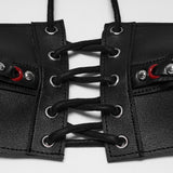 Digitalis Women's Gothic Top with Corset Lacing in Black & Red