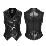 Lilith Studded Faux Leather Zipped Waistcoat