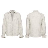Porphyria Men's Gothic Shirt with Lace-Up Front in White