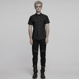 Alphard Gothic Cotton Eyelet Short-Sleeve Shirt Men's