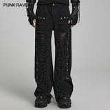 Arcas Gothic Distressed Denim Black Pants Men's