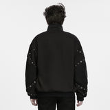Vault Men's Gothic Eyelets Zipped Jacket in Black