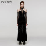 Antiphates Gothic Velvet Mesh Black Dress