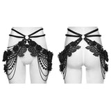 Ulalume Women's Gothic Lace Rose Hip Chain Harness in Black