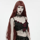 Ravenscar Women's Gothic Bralet with Lace in Black & Red