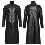 Malenfer Gothic Distressed Faux Leather Studded Coat Men's