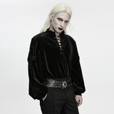 Hawthorn Men's Gothic Velvet Lace-Up Shirt in Black