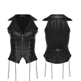 Aconite Women's Gothic Zipped Waistcoat Top in Black