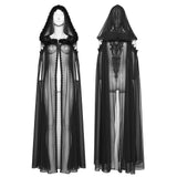 Vesperia Women's Gothic Cloak Cape with Faux Fur in Delicate Mesh, Which Creates An Ethereal Aesthetic in Black
