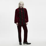 Klingsor Men's Gothic Velvet Dandy Shirt in Red