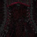 Cochineal Women's Gothic Dress with Velvet Fabric in Black & Red