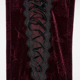 Camera Obscura Women's Gothic Leggings with Velvet Fabric in Red