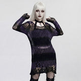 Styx Noir Women's Gothic pullover sweater in Black & Violet