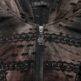 Carcosa Women's Punk Hooded Distressed Knit Coat in Black & Coffee