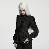 Dead Calm Women's Gothic Blouse with Embroidery in Black