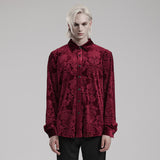 Antipathy Gothic Embossed Velvet Baroque Red Shirt Men's