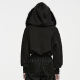 Porphyria Women's Gothic Hoodie with Faux Fur in Black