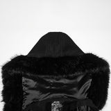 Epitaph Women's Gothic Woollen coat with Faux Fur Trim in Black