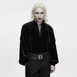 Hawthorn Men's Gothic Velvet Lace-Up Shirt in Black