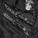 Lorgnette Men's Gothic Jacquard Asymmetrical Strap Vest in Black