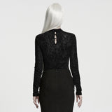 Là-Bas Women's Gothic Long Sleeve Lace Top in Black