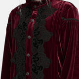 Klingsor Men's Gothic Velvet Dandy Shirt in Red
