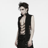 Magic Lantern Men's Punk Abyss Chain Stand-Collar Vest in Black