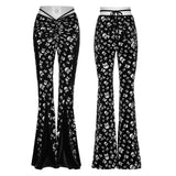 Ascalon Gothic Velvet Skull Printed Pants