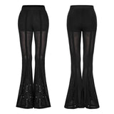 Augure Gothic Sheer Embellished Flared Pants