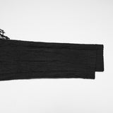 Oleander Women's Gothic Hooded Top with Lace Overlay in Elastic Knit Fabric, Mesh in Black