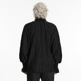 Void Requiem Men's Gothic Shirt with Ruffled Collar in Black