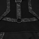 Commedia Women's Punk Half-Zip Sweatshirt with Harness in Black