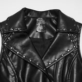 Lilith Studded Faux Leather Zipped Waistcoat