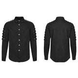 Bruges Men's Gothic Shirt with Studded Shoulders in Black