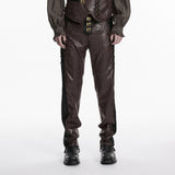 Vigil Men's Gothic Faux Leather Cyberpunk pants in Coffee