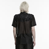 Ember Séance Men's Gothic Shirt with Mesh in Black