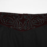 Enkidu Men's Gothic Embroidered Trousers in Black & Red