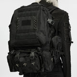 Brünnhilde Cyberpunk Tactical Backpack with Detachable Waist Bag in Black