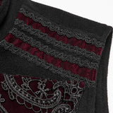 Mordred Men's Gothic Embossed Appliqué Zipped Vest in Black & Red