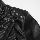 Absinthe Women's Punk Faux Leather Cropped Jacket with Harness in Black