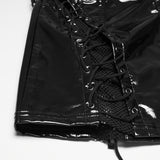 Báthory Women's Gothic Skirt with Patent PU in Black & Iridescent