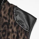 Corvid Men's Gothic Lace Up Top in Leopard Print