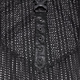Wuthering Men's Punk Mesh Tank Top with Faux Leather Straps in Black