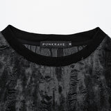 Augurious Gothic Distressed Washed Ripped Knit Eyelet Tank Men's