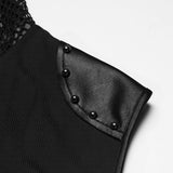 Geras Men's Punk Sleeveless Hooded Lace-Up Top in Black