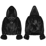 Perigee Women's Punk Faux Fur Faux Leather Coat in Black