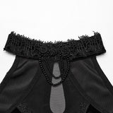 Antiphates Gothic Velvet Mesh Black Dress