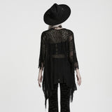 Vesper Women's Gothic Sweaters with Fringe Detail in Black
